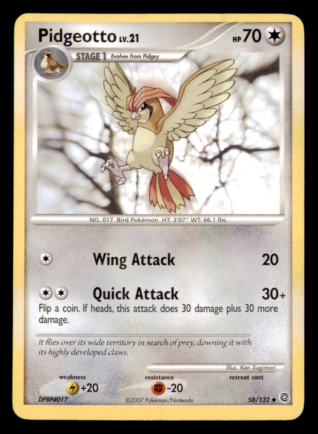 Pidgeotto 58/132 Uncommon Secret Wonders Pokemon Moderately Played