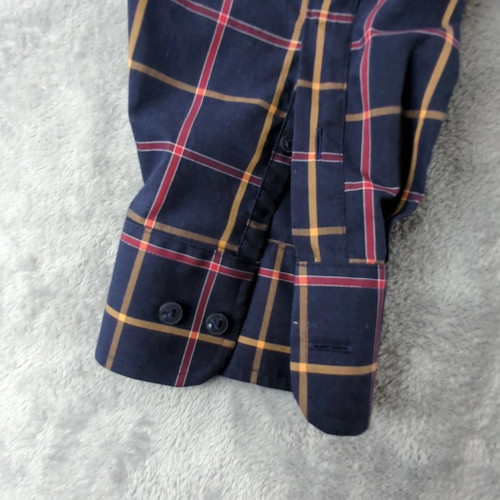UNTUCKit Shirt Mens 3XL Navy Blue Plaid Wrinkle Free Georgio Button Up Cotton - Picture 5 of 11