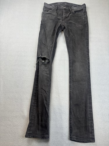 AllSaints Mens Kaneko Cigarette Skinny Fit Black Denim Button Fly W28