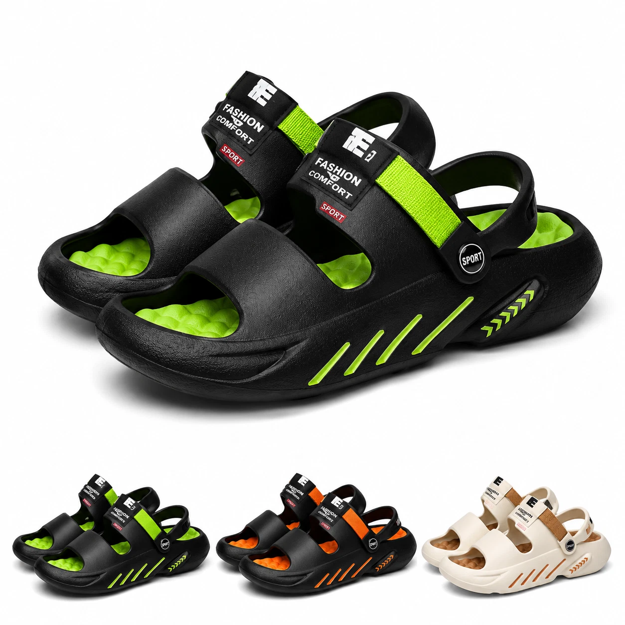 Men's EVA Massage Sandals Arch Support Anti Slip Comfort Beach Outdoor Slides
