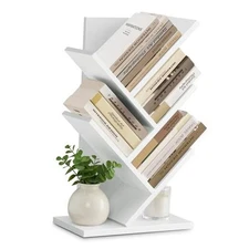  Tree Bookshelf Bookcase, Small Bookshelf, Space-Saving Cloud White 5-Tier