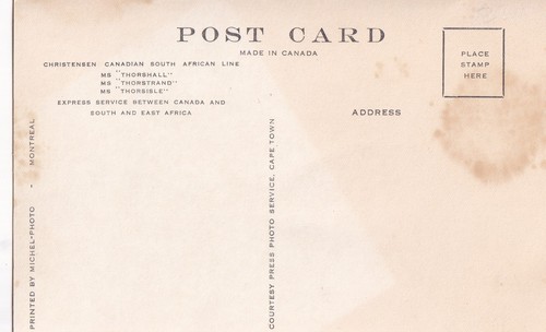CANADA CHRISTENSEN CANADIAN SOUTH AFRICAN LINE RPPC MS THORSISLE CAPE TOWN S.A. - Picture 2 of 2