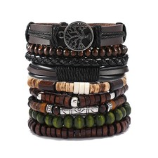 Leather Bracelet For Men New Fashion Accessories Men DIY Leather Bracelet Set Si