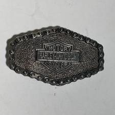 Vintage 1976 Harley Davidson Brass Belt Buckle Motorcycle Chain Serial 615