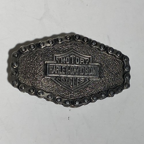 Vintage 1976 Harley Davidson Brass Belt Buckle Motorcycle Chain Serial 615
