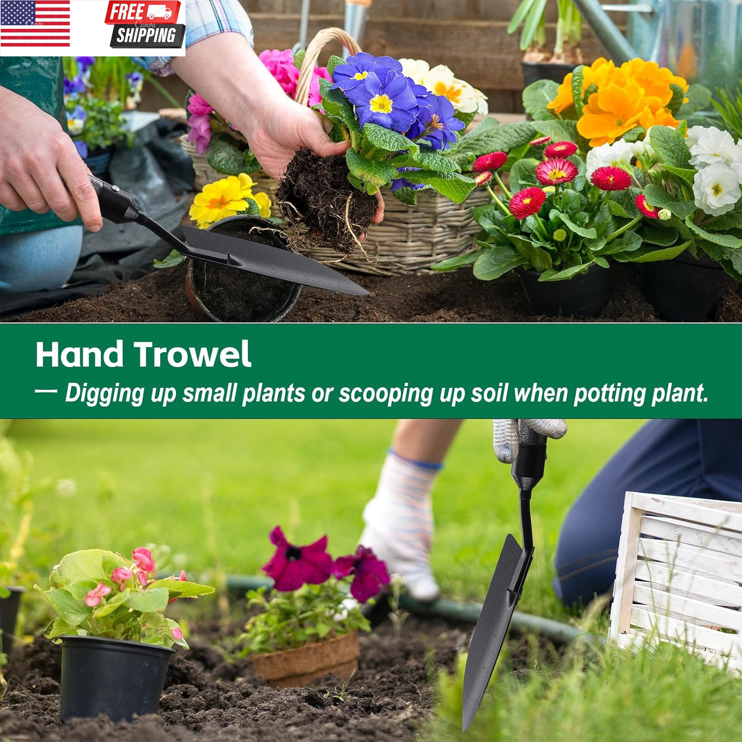 Garden Tools Set with Extension Handles, 5 Piece Thick Gardening Hand Tools, Hea