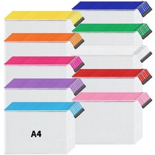A4 Letter Size 72 Pack 10 Colors Zipper Mesh Document Pouch, Mesh Bags for Bo...