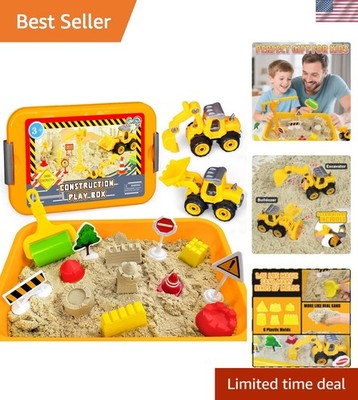 Construction Sensory Bin, Tractor Sand Playset Construction Sandbox with Toy ...
