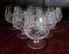 6 alte Cognacschwenker Gläser mit  Schliff Kristall Glas  50 er Jahre****TOP***