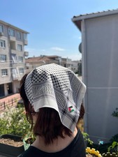 Palestinian Keffiyeh Bandana Satin Head Scarf Cultural Pride Handmade Unique
