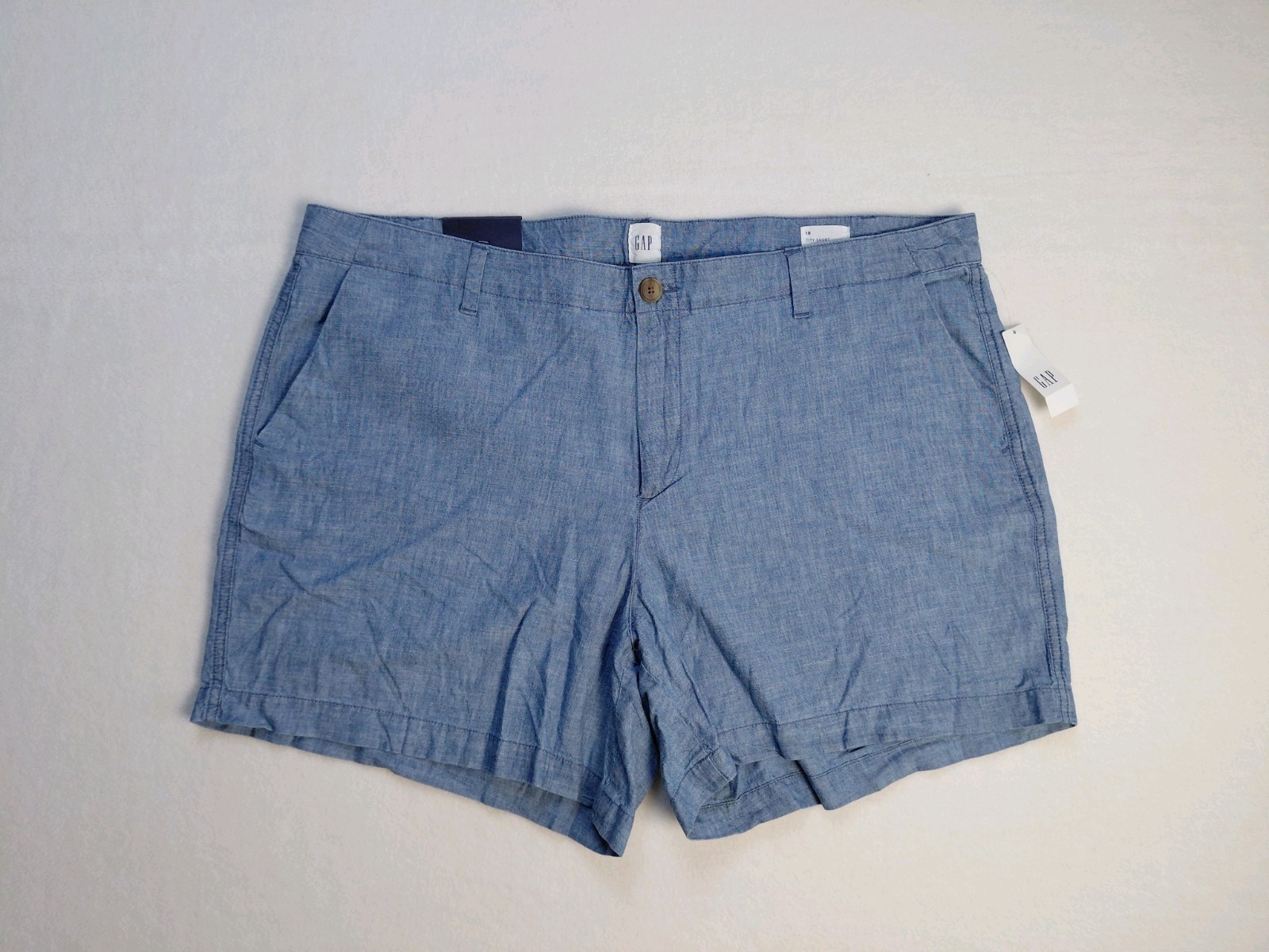 Gap Shorts Women's Blue Chambray City Casual Chino Mid Rise 5