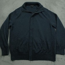 Banana Republic Sweater Mens XL Gray Knit Zip Button Up Pocket Wool Blend