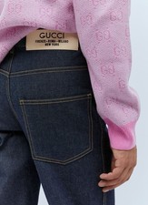 Jeans denim Gucci cities orlo grezzo lavaggio scuro gamba larga 32 pollici
