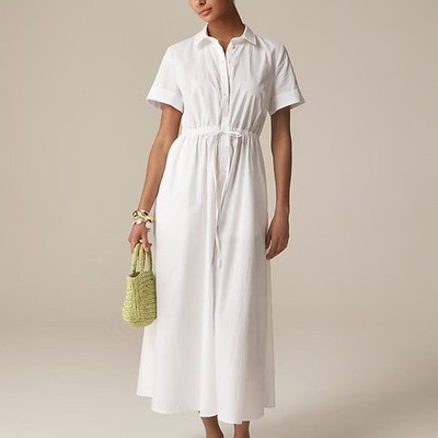 j crew white shirt dress Elsie Shirt-dress In Cotton Poplin For Women