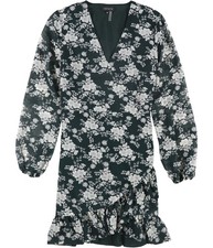 1.STATE Womens Ruffled Wrap Dress, pine, 12