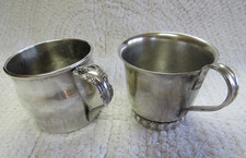 Vintage Silver Plated Child Baby Cup Mug Leonard / Community - No Mono- 2 Pcs