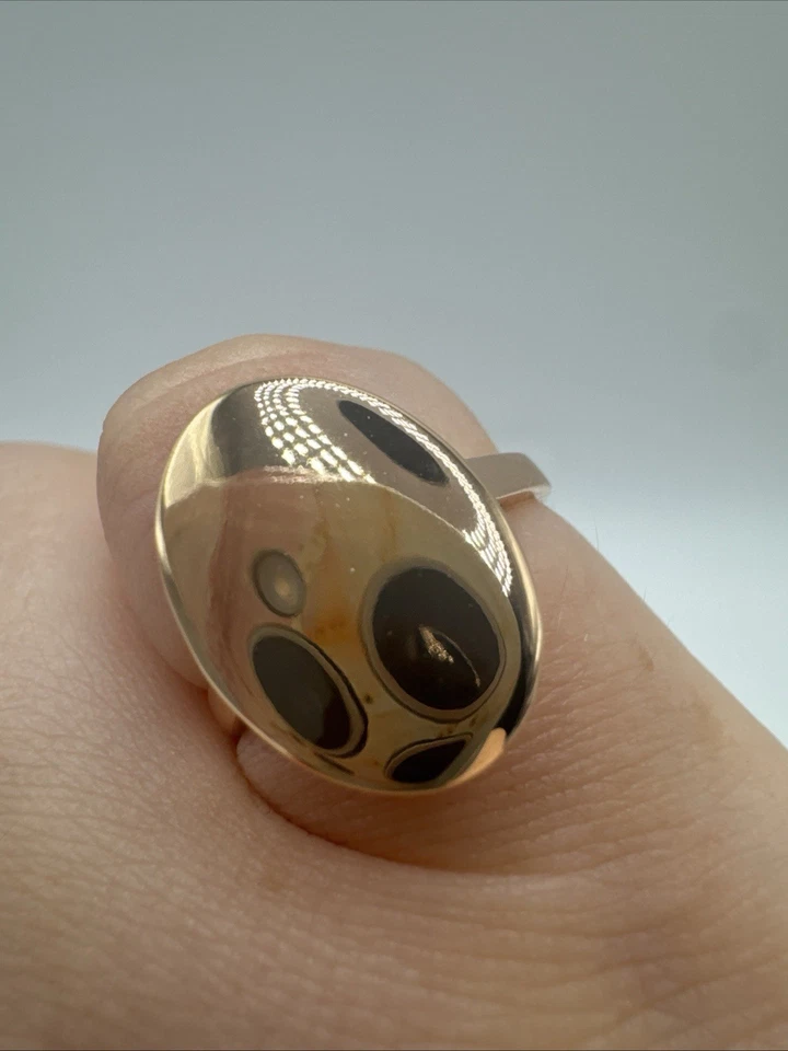 14ct Rolled Gold Bonded Ring Modernist Simple Oval Style Hallmarked 585RG - Image 3 of 4