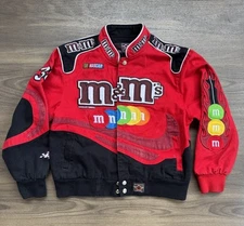 Vintage Jeff Hamilton JH Design Nascar M&M Jacket Red Embroidered Size L 9-10