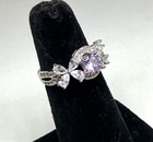 Vintage Signed  STERLING Silver  Amethyst Rhinestones Ornate Ring Size 7.75 — photo 3