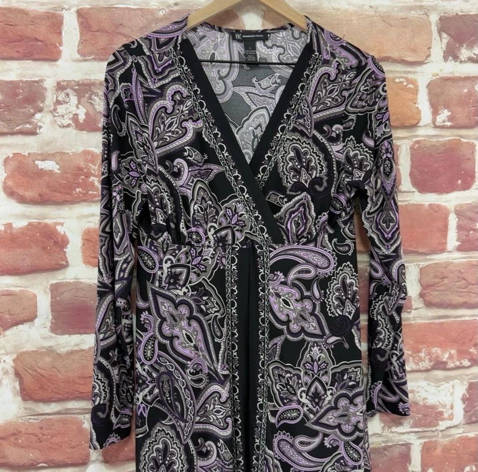 Vestido INC International Concepts Feminino L Roxo Multicolorido Boho Floral Popover - Imagem 3 de 4