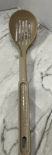 Vtg Mirro Slotted Serving Spoon 13.75” Tan Beige Heat Resistant Plastic Utensil