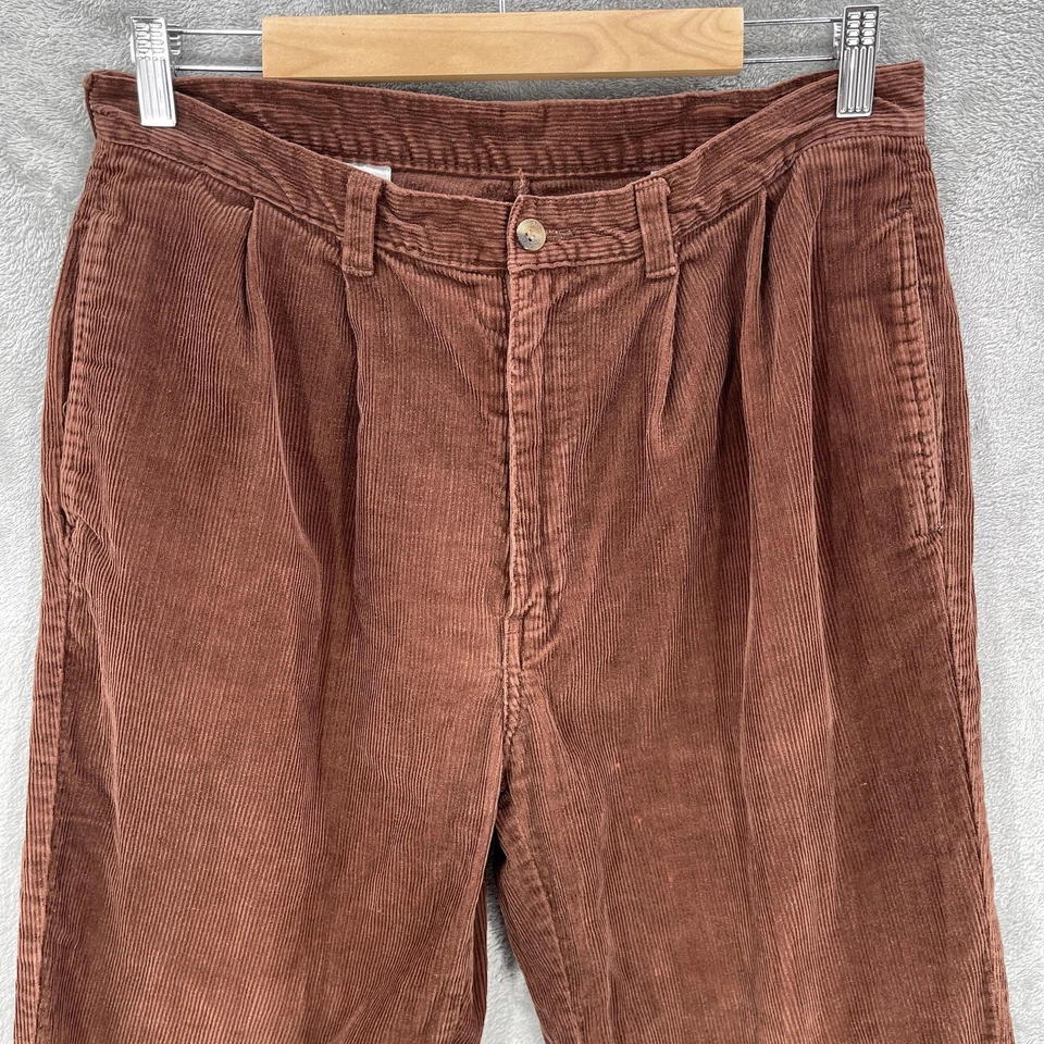Calça de veludo vintage cabeça de pato masculina 32x26 academia plissada anos 90 bordada - Imagem 3 de 4