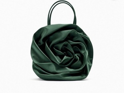 Zara Elegant Green Rose-Shaped Handbag
