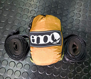 ENO single nest Camping Hammock Green/Tan with Stuff Sack Carabiners & Straps