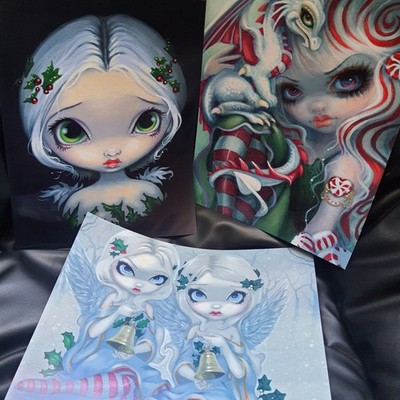 Jasmine Becket-Griffith Lot Of 3 Christmas Print Big Eyes Fairy Art Strangeling 
