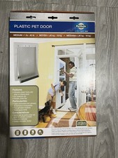 PetSafe Plastic Pet Door Medium 1-40 Lb Dog Cat Door Flap White Paintable Frame