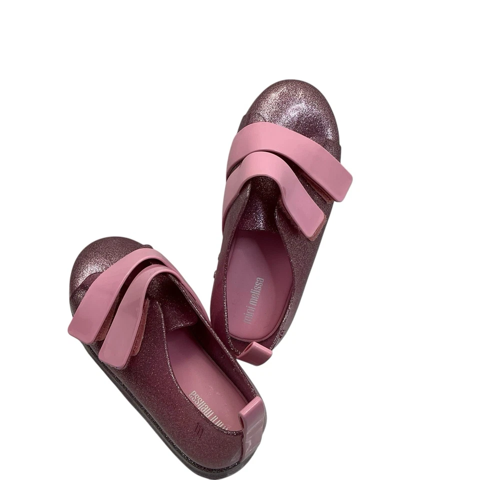 Mini Melissa Beach Girls Pink Slip On Glitter Shoe Jelly Size 11- 28/29 - Image 3 of 4