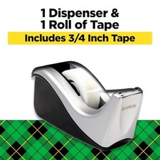 SCOTCH DESKTOP TAPE DISPENSER, SILVERTECH TWO-TONE C60-ST - BLACK/SILVER