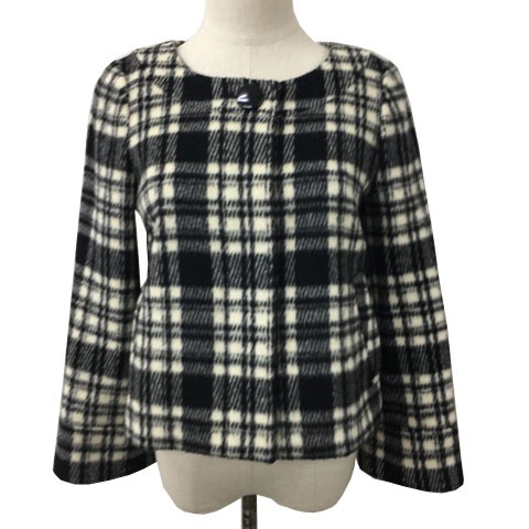 NATURAL BEAUTY BASIC Jacket No Collar Single Chec… - image 1