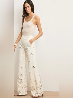 RRP US$698 Veronica Beard X CFDA Komi eyelet pant cotton flare NWT US14