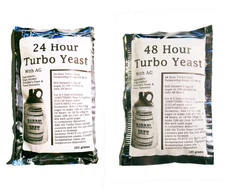 2 Packs Turbo Yeast with AG - 24 & 48 hour Moonshine Whiskey Rum Vodka 6.5 ga.