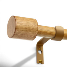 Boho Natural Wood Curtain Rods for Windows 28 to 48 Inch 1" Adjustable Heavy Dut