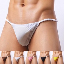 1pcs Mens Sexy Silk T-Back G-String Briefs Jockstrap Thong Lingerie Underpants