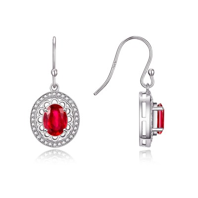 Rylos Star Ruby & Diamond Birthstone Gemstone Earrings Sterling Silver