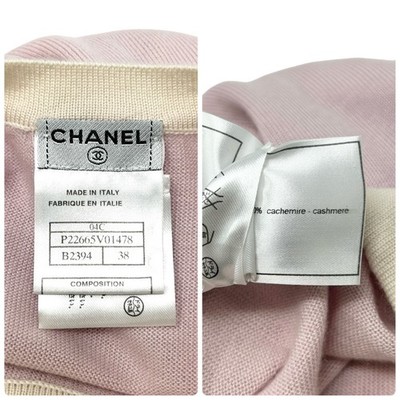 CHANEL Vintage 04C CC Logo Knit T-shirt #38 Short Sleeve Top Pink