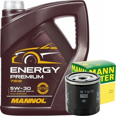 MANN-FILTER ÖLFILTER + 5L MANNOL 5W-30 ENERGY PREMIUM MOTORÖL DEXOS2 5W30 ÖL