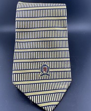 Vintage Tommy Hilfiger Men's Neck Tie Striped Gold Italian Silk Made in USA Logo