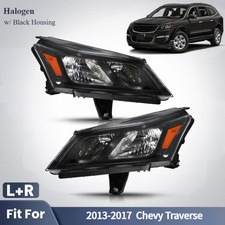 Upgrade Halogen Headlights For 2013-2017 Chevy Traverse Black Left+Right Pair
