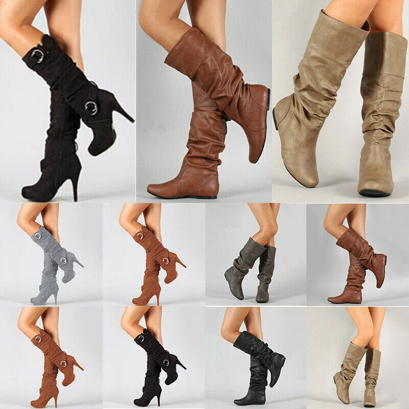 Slouch boots cheap flat heel