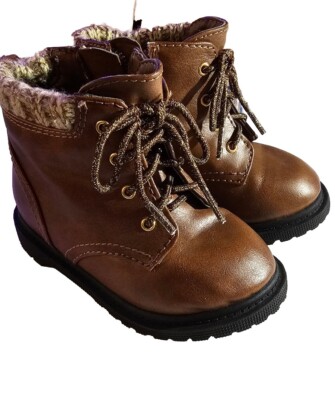 Wonder Nation Infant Girls Brown Sweater Lined Moto Casual Boots Shoes Size 