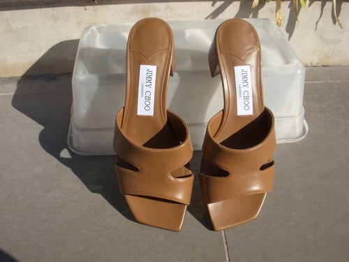 Jimmy Choo ELLISON 45 mm Napa pelle mules cuoio marrone chiaro da donna taglia 36, prezzo al pubblico consigliato $ 795 - Foto 15 di 24