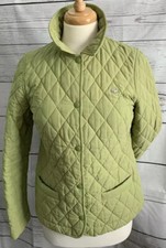 Lacoste Women’s Quilted Green And Pink Coat Jacket Size 38 Crocs Logo Button