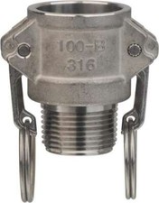 1/2" x 1/2" Cam & Groove Female Coupler Male NPT Thread Part B, Stainless Ste...