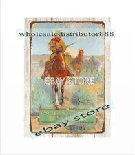 D.M. Ferry & Company Seed cowby horse rifle wagon dessert metal tin sign hanging