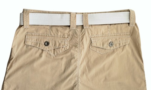 Pacific Blue Shorts Chino Pockets Belted Lightweight Beige Mens 34 - Picture 3 of 6