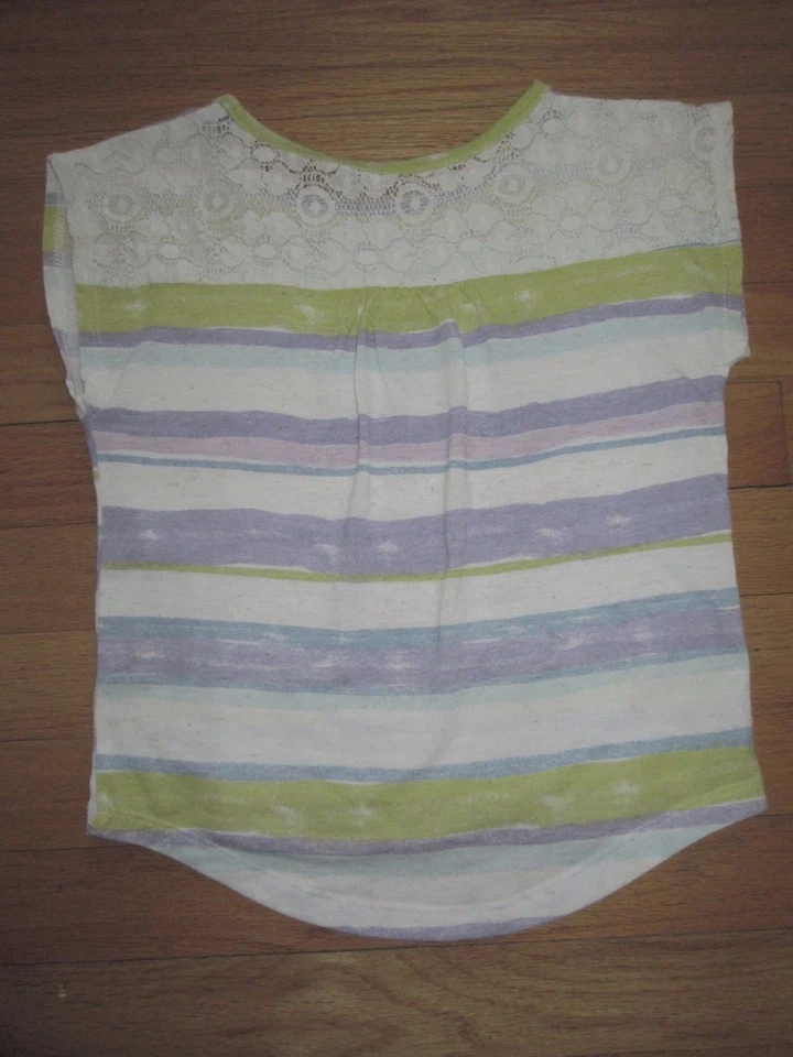 女童紫色黄色蕾丝条纹 ARIZONA 牛仔裤 S/S 针织上衣 - 尺寸小号 6/6X — 第 2/4 张图片